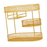 Maxbell Three Tiered Wire Basket Stand Coffee Table Organizer for Snack Veggie Fruit Gold