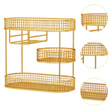 Maxbell Three Tiered Wire Basket Stand Coffee Table Organizer for Snack Veggie Fruit Gold