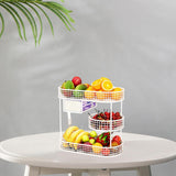 Maxbell Three Tiered Wire Basket Stand Coffee Table Organizer for Snack Veggie Fruit White