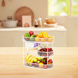 Maxbell Three Tiered Wire Basket Stand Coffee Table Organizer for Snack Veggie Fruit White