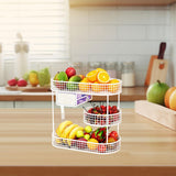 Maxbell Three Tiered Wire Basket Stand Coffee Table Organizer for Snack Veggie Fruit White