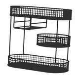 Maxbell Three Tiered Wire Basket Stand Coffee Table Organizer for Snack Veggie Fruit Black