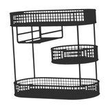 Maxbell Three Tiered Wire Basket Stand Coffee Table Organizer for Snack Veggie Fruit Black