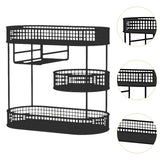 Maxbell Three Tiered Wire Basket Stand Coffee Table Organizer for Snack Veggie Fruit Black