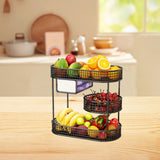 Maxbell Three Tiered Wire Basket Stand Coffee Table Organizer for Snack Veggie Fruit Black