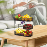 Maxbell Three Tiered Wire Basket Stand Coffee Table Organizer for Snack Veggie Fruit Black