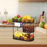 Maxbell Three Tiered Wire Basket Stand Coffee Table Organizer for Snack Veggie Fruit Black