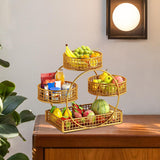 Maxbell Tiered Fruit Basket Iron Mesh Kitchen Countertop Rack for Potato Snack Bread Golden