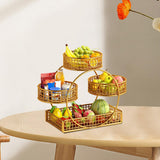 Maxbell Tiered Fruit Basket Iron Mesh Kitchen Countertop Rack for Potato Snack Bread Golden