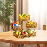 Maxbell Tiered Fruit Basket Iron Mesh Kitchen Countertop Rack for Potato Snack Bread Golden