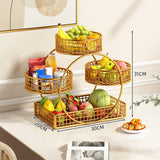 Maxbell Tiered Fruit Basket Iron Mesh Kitchen Countertop Rack for Potato Snack Bread Golden