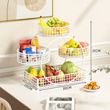 Maxbell Tiered Fruit Basket Iron Mesh Kitchen Countertop Rack for Potato Snack Bread White