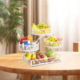 Maxbell Tiered Fruit Basket Iron Mesh Kitchen Countertop Rack for Potato Snack Bread White
