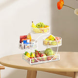 Maxbell Tiered Fruit Basket Iron Mesh Kitchen Countertop Rack for Potato Snack Bread White