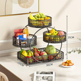 Maxbell Tiered Fruit Basket Iron Mesh Kitchen Countertop Rack for Potato Snack Bread Black