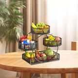 Maxbell Tiered Fruit Basket Iron Mesh Kitchen Countertop Rack for Potato Snack Bread Black