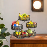 Maxbell Tiered Fruit Basket Iron Mesh Kitchen Countertop Rack for Potato Snack Bread Black