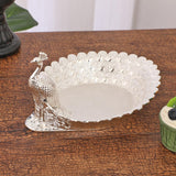 Maxbell Fruit Serving Bowl Peacock Shape Sturdy Fruit Holder for Kitchen Office Home silver