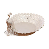 Maxbell Fruit Serving Bowl Peacock Shape Sturdy Fruit Holder for Kitchen Office Home silver
