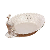 Maxbell Fruit Serving Bowl Peacock Shape Sturdy Fruit Holder for Kitchen Office Home silver