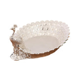 Maxbell Fruit Serving Bowl Peacock Shape Sturdy Fruit Holder for Kitchen Office Home silver