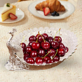 Maxbell Fruit Serving Bowl Peacock Shape Sturdy Fruit Holder for Kitchen Office Home silver