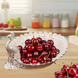 Maxbell Fruit Serving Bowl Peacock Shape Sturdy Fruit Holder for Kitchen Office Home silver