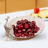 Maxbell Fruit Serving Bowl Peacock Shape Sturdy Fruit Holder for Kitchen Office Home silver