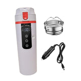 Maxbell 12V 24V Car Kettle Boiler Stainless Steel Heater Cup for Work Camping School white