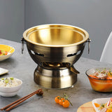 Maxbell Small Hot Pot Traditional Chinese Hot Pot for Home Kitchen Countertop Hiking bronze gold