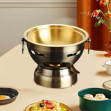 Maxbell Small Hot Pot Traditional Chinese Hot Pot for Home Kitchen Countertop Hiking bronze gold