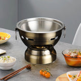 Maxbell Small Hot Pot Traditional Chinese Hot Pot for Home Kitchen Countertop Hiking bronze silver