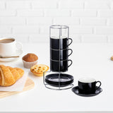 Maxbell Ceramic Espresso Cups Sturdy Space Saving Stackable for Tea Cappuccino Latte 3 OZ