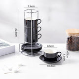 Maxbell Ceramic Espresso Cups Sturdy Space Saving Stackable for Tea Cappuccino Latte 3 OZ