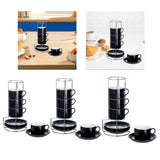 Maxbell Ceramic Espresso Cups Sturdy Space Saving Stackable for Tea Cappuccino Latte 3 OZ