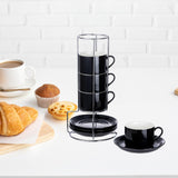 Maxbell Ceramic Espresso Cups Sturdy Space Saving Stackable for Tea Cappuccino Latte 5OZ