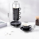 Maxbell Ceramic Espresso Cups Sturdy Space Saving Stackable for Tea Cappuccino Latte 5OZ