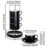 Maxbell Ceramic Espresso Cups Sturdy Space Saving Stackable for Tea Cappuccino Latte 5OZ