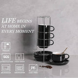 Maxbell Ceramic Espresso Cups Sturdy Space Saving Stackable for Tea Cappuccino Latte 5OZ