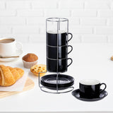 Maxbell Ceramic Espresso Cups Sturdy Space Saving Stackable for Tea Cappuccino Latte 8OZ
