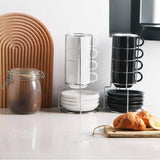Maxbell Ceramic Espresso Cups Sturdy Space Saving Stackable for Tea Cappuccino Latte 8OZ