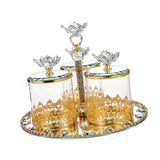 Maxbell Glass Storage Jars Set Nordic Appetizer Serving Plate for Fruit Snacks