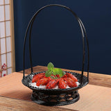 Maxbell Sashimi Tray Snack Japanese Sushi Plate for Dining Room Tea House Restaurant black 25.5cmx35cm