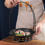 Maxbell Sashimi Tray Snack Japanese Sushi Plate for Dining Room Tea House Restaurant black 25.5cmx35cm