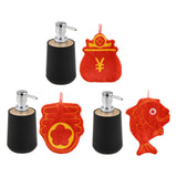 Maxbell Soap Dispenser with Towel Stylish Lotion Pump Bottle for Home Vanity Kitchen black luck bag