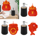 Maxbell Soap Dispenser with Towel Stylish Lotion Pump Bottle for Home Vanity Kitchen black luck bag