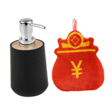 Maxbell Soap Dispenser with Towel Stylish Lotion Pump Bottle for Home Vanity Kitchen black luck bag