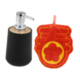 Maxbell Soap Dispenser with Towel Stylish Lotion Pump Bottle for Home Vanity Kitchen black chun Word