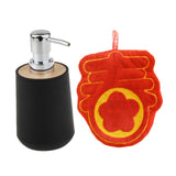 Maxbell Soap Dispenser with Towel Stylish Lotion Pump Bottle for Home Vanity Kitchen black chun Word