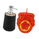 Maxbell Soap Dispenser with Towel Stylish Lotion Pump Bottle for Home Vanity Kitchen black chun Word